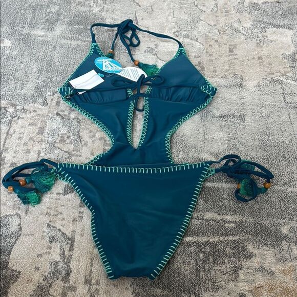 Women's Teal One Piece Swimsuit - Picture 10 of 10